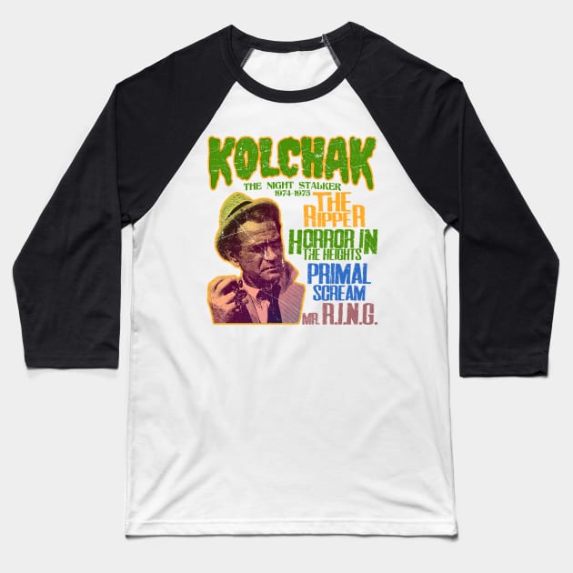 Kolchak The Night Stalker Baseball T-Shirt by RetroPandora